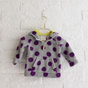Mini Boden Gray and Purple Polka Dot Hoodie Size 18-24 months